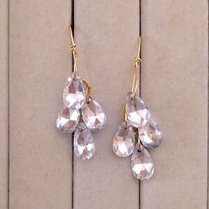 Classic Clear Crystal + Gold Pear Drop Chandelier Statement Earrings